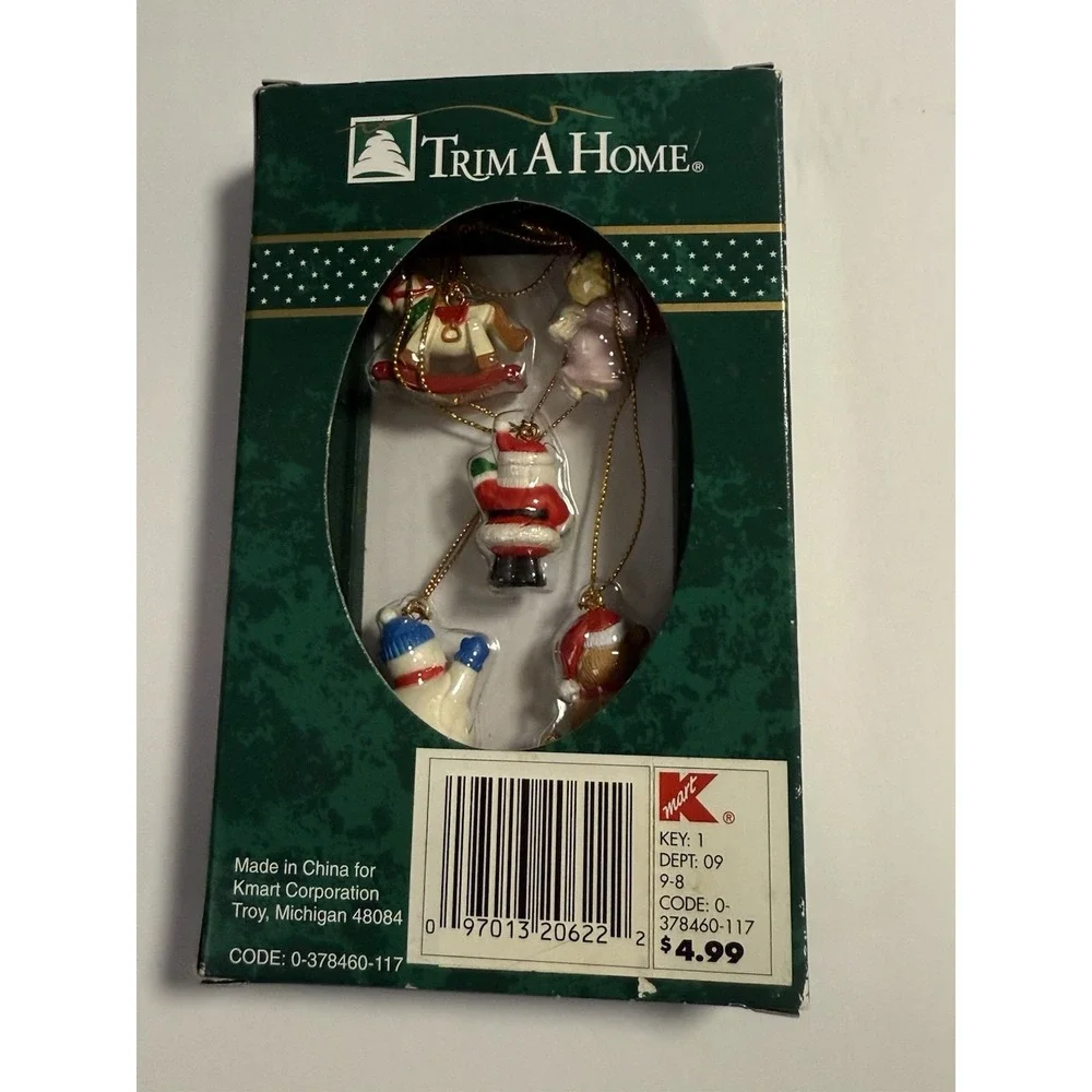 Kmart Vintage  Trim A Home Mini Ornament 5 Pack, New Old Stock